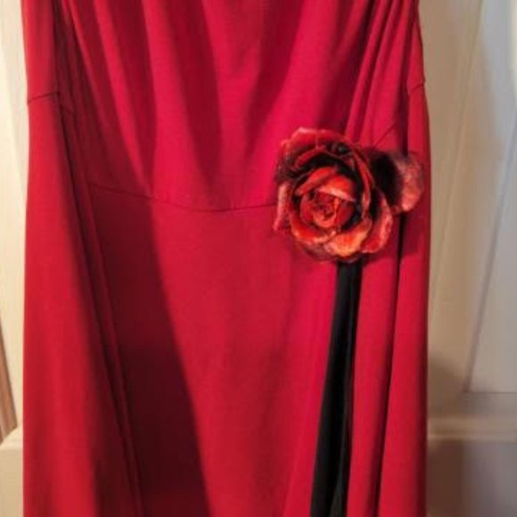 Ruby Red Asymmetrical Cocktail Dress - Picture 2 of 4